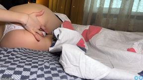 Russian sister wields dildo for morning anal pleasure