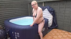 Big Tits wife in String Bikini in the Hot tub