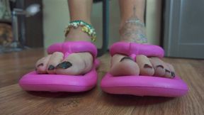 Ruslana - Head Of Slave In Chest Lick Pink Barbie Style Flip-flops And Heels - Part 1 - 4K