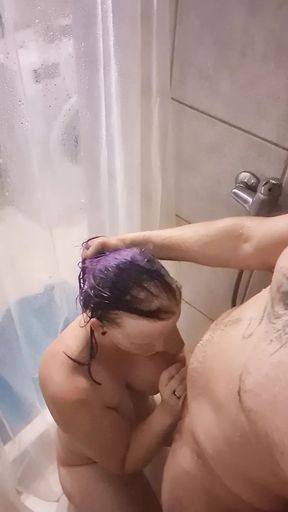 Surprise blowjob in the shower for my man