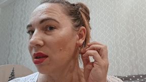 Two earrings in one ear b