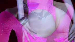 Arousing pink lingerie - italian mistress ass worship mesmerize Rebecca Diamante in stockings brunette sexy perfect butt