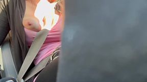 Artemisia's filthy ride &mdash;  flashing tanned tits and hard nipples &mdash;  naughty&#x1F608; Italian milf's carnal car crush