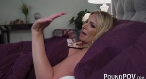 Hot blonde Rachael Cavalli CLOSE UP reverse cowgirl stick ramming