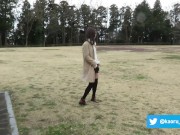 Japanese crossdresser public flashing pee and masterbation in the park
