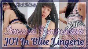Sensual Domination JOI In Blue Lingerie - Goddess Lunasha seduces and encourages you to worship her with dirty talk (Subtitled)