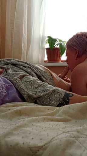 Stepmom gives blowjob while wife is at work   Clip 1
