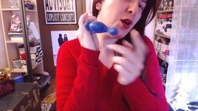 Experience the Thrill: Watch Nicoletta Embassi Play with a Big Blue Balloon!
