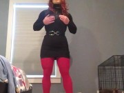 Hilda's disguise (female mask, mask, tights, trans, crossdress, high heels, short skirt, transform)