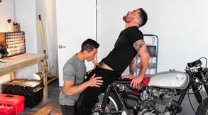 Chris Damned and the motorbike loving stud Jim Fit