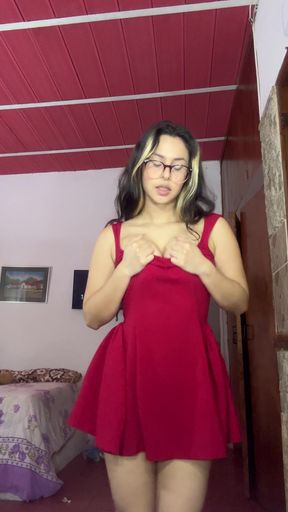 Natural teen with big tits shows off her naked body in a solo nude scene.