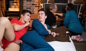 Skinny boy and his stepbrother share remarkable home romance