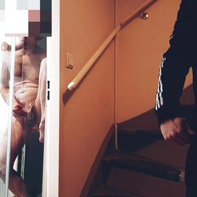 straight roommate caught secretly jerking off while horny guy fuck himself under shower with 2 dildo into ass and mouth