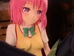 Sweet animated girl doing footjob with lust