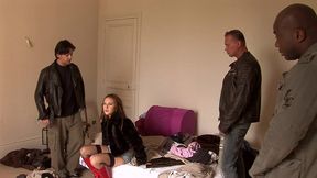 she gets her pussy and ass fucked by a group of three pigs