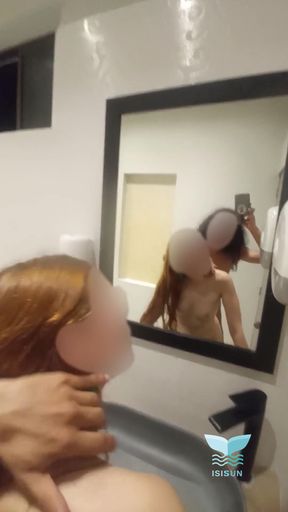I fuck my stepsister in the bathroom of the estate while everyone is outside in the pool   Clip 1