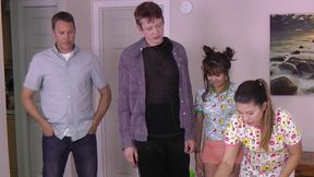 A naughty foursome is back for a Strip Boomsticks game