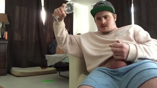 Horny Guy Moans &amp; Drinks His Own Cum! Multiple Male Orgasms