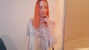 Gorgeous redhead girlfriend enjoys a big dick