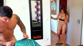 Stepmom's perfect booty on your bed leads to wild bang session