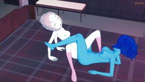 Crystal Gems Pearl and Lapis have lesbian sex on a bed - Steven Universe Lesbian Hentai.