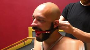 Bound stud gagged and tugged on