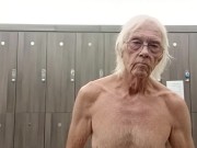 I'm playing with my cock in the gym locker room.  See the old many body!