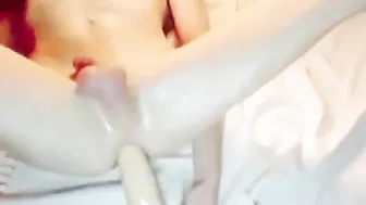 Slender Oiled Twink Stretches His Ass with a Huge Dildo