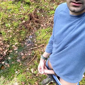 unloading my cum in the woods