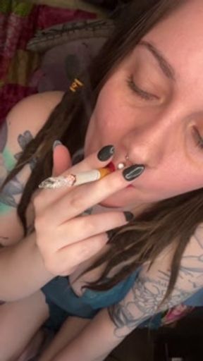 Smoking Close Up - Smoking Reds With Red Lips