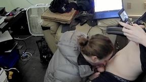 College Loser Paints Heather Kane′s Patagonia Puffy Jacket White with Cum!