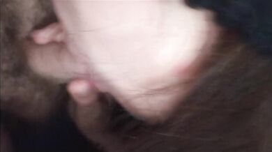 Her mouth full of cum she begged for more POV blowjob