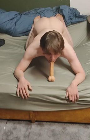Sucking my Dildo face down ass up