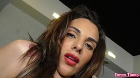 Tranny Melyna Merli Takes a Machine Mounted Dildo