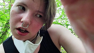 Just a very well stuffed corseted slut playing with a vibrator in the woods....