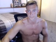 Handsome stud jerks off on cam