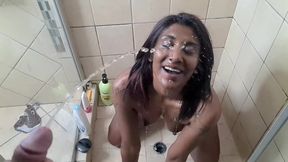 Indian Girl White Cock Face Piss in Slow Motion, POV