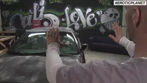 Two sexy warrior babes get wild in repair shop