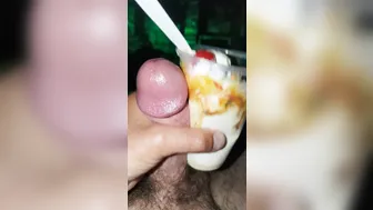 Slow Motion Cumshot from a Thick Daddy Cock Outdoors