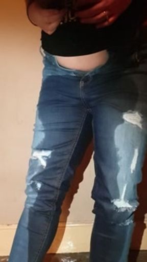 Alice - totally desperate, peeing my jeans &amp; showing pussy
