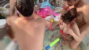 Detected: Busty Brunette&#039;s Unleashed outdoor Orgy, Creampies and Cumshots