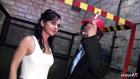 slim and tall black hair nymphomaniac wife seduce co worker to risky quick fuck at elevator