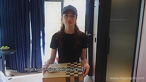 Pizza Service! Unprofessional Delivery Girl Gets Fucked By Customer For A Bath - Candie Luciani