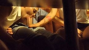Public Threesome Blowjob From Strangers in Restaurant