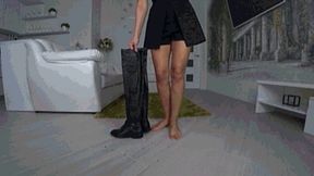 I tore my leather boots with my hands b