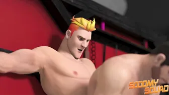 Superhero Muscle Hunk Fights Evil Stepbrother in Bareback Anal Rescue