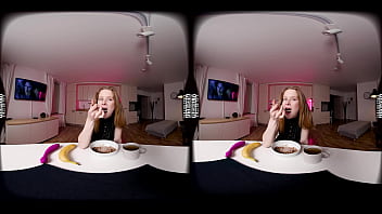 eating before sex? yes and it is sexy as hell in 3D VR. Watch most beautiful girl on xvideos to eat and masturbate in virtual reality headset Quest 2 or similar