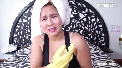 The brown haired maid got her juicy ass split wide open riding her boss' thick cock till she came so hard she forgot how to clean