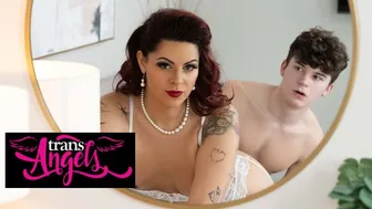 Experienced trans MILF June Ferrari gives JOI to stepson Silas Brooks