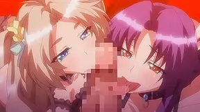 Busty Twins Ride One Dick Hard — Hot Lesbian BJ Creampie Climax